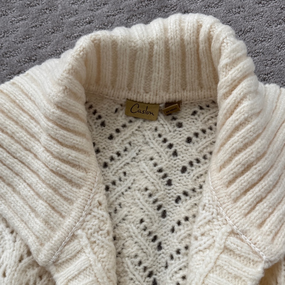 Caslon Cream Cable Knit Shawl Collar Cardigan
